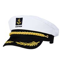 Description Description This item is made of premium material for durable and long-lasting use. The captain design and with excellent workmanship will ensure its practicability and popularity among children and adults. It can not only be used for as hat to for your daily wearing or decor, also used as cosplay hat or gift for your friends, family, children. Features - Color: White. - Material: Cotton with Vinyl Bill. - Size: Approx. 22 * 15 * 5 cm/ 9 * 6 * 2 inch (L*W*H). - for durable and long-l