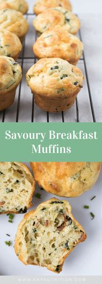 Filled with spinach, bacon and cheddar cheese, these savoury breakfast muffins are a great healthy handheld breakfast for busy mornings.