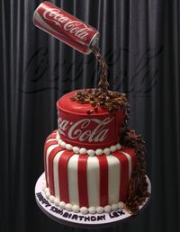 Coca Cola Cake Used a coke can to appear it was being poured onto cake. I actually airbrushed brown forst, then some black, to give a more...