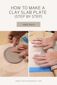 Wondering how to make a clay plate? A slab plate can be a great place to start. It's beginner friendly and requires few ceramic tools. Make one of a kind dinnerware for your home. Save and pin for later!