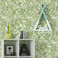 Gender neutral green watercolor leaves wallpaper. Peel and stick Wallpaper Roll. Removable wall paper. Tropical Nursery wallpaper.