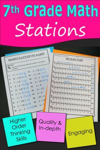 7th grade math activities that engage your students. These are excellent to use for review, reinforcement or to help your middle school math students discover math. Aligned to the common core and focus on modeling and explaining. Great in a pre-algebra classroom as well. Click on for more information.