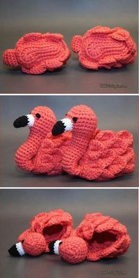 A pop of nice pink color is always a good idea, especially when it is in the form of a friendly flamingo. These will easily brighten even the greyest day for the newborn baby. #freecrochetpattern #crochetpattern #crochetbabybooties #crochetbooties #crochetforbaby #crochetfornewborn