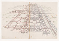 By Aditya Prakash, ca. 1975.
Prakash was principal of the College of Architecture in Chandigarh. He developed the ‘Linear City’ as an alternative to Le Corbusier’s ‘lifeless’ city plan of Chandigarh. 

Book tickets for 'Tropical Modernism: Architecture and Independence' at V&A South Kensington. The exhibition runs until 22 September 2024. Follow the link to purchase.
