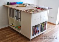 Am totally IN LOVE with this new site I've just found - and this sewing table idea would be SUCH an improvement on what I have now - and affordable!! IKEA Hackers: New customized sewing room cutting table