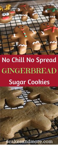 These are the tastiest Gingerbread sugar cookies ever! #6cakesandmore #gingerbread #sugarcookies #recipes