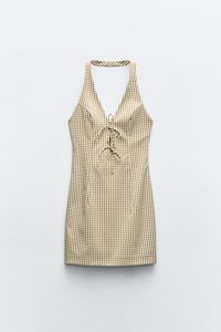 GINGHAM HALTER DRESS - Brown | ZARA United States