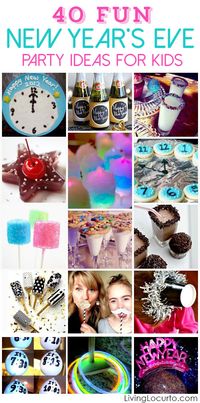 40 Fun New Year's Eve Party Ideas for Kids. Fun New Years Eve Party Ideas for Kids. Family friendly party ideas, games and fun food recipe ideas for kids on New Year's Eve! #newyear #newyearseve #kids #partyideas