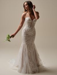 Sexy sequin lace mermaid bridal dress with illusion train