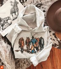 "Fringe Exclusive Final Sale  **made to order ** shipping is 10-15 business days we try to get it out asap. - Final sale  cowboy ❤️  Hoddie* Unisex fit \"Recommending Sizing\" s 2/4 * m 6/8 * l  10/12    - for a tighter fit please size down."