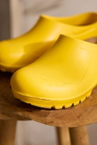 Made in Italy from CFC-free polyurethane foam rubber, these practical garden clogs are flexible, waterproof, and nearly indestructible. | NORA Garden Clogs, Yellow by Terrain, Women's, Size: 37, Leather/Rubber/Polyurethane at Anthropologie