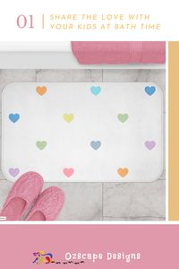 Share your love at Bath time with this cute love heart shower curtain set. Kids bathroom decor is fun and will have your loved ones running for the bath after your bathroom makeover. Take the little ones on an adventure with your new bathroom aesthetic via this loveable shower curtain with matching bath mats & towels set. Inviting new bathroom decor into this small often neglected space is a quick & easy way to freshen up your bathroom color scheme & design. Shop now @ www.ozscapedesigns.com