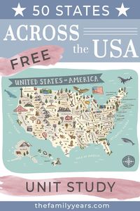 This FREE Across the USA - 50 States literature-based unit study introduces students to all 50 states and U.S. territories.