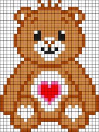 Care Bear Tenderheart Bear Perler Bead Pattern / Bead Sprite