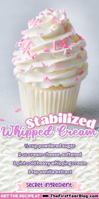 This easy recipe for stabilized whipped cream is the homemade version of cool whip, but better! I’ve tested different ways to make the perfect fluffy stabilized whipped cream and now I’m sharing the best and easiest way with you so you can wow friends and family with your homemade whipped cream!