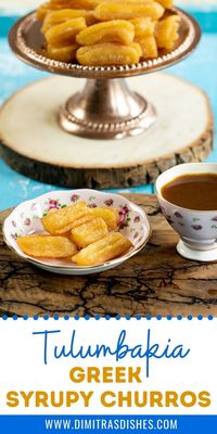 Tulumbakia are a sweet and delicious confection that is popular in Greece, Turkey, and the Middle East. The dough is made with a handful of basic ingredients, fried, and then soaked in an aromatic syrup. It’s the perfect dessert to serve a crowd as it is economical and makes a big batch. #churros #desserts #easydessertrecipes #greekdesserts #dimitrasdishes