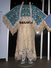 Yankton Dakota (Sioux) two-hide pattern dress with fully beaded yoke. What a work of art!!