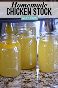 Homemade Chicken Stock Recipe - Learn how to make homemade chicken stock in just a few easy steps! // addapinch.com #addapinch #recipes #chickenstock #homemade #easy #slowcooker #instantpot