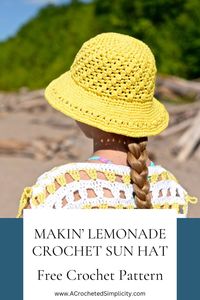 The Makin' Lemonade Sun Hat is the perfect crochet sun hat for sunny days at the beach! It also folds and travels well making it the perfect sun hat to take on vacation! This free crochet sun hat pattern includes sizes 18" doll through adult large.