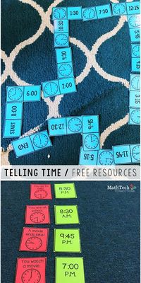 telling time resources, telling time math games and activities, beginner telling time centers, free time assessments, free time to the hour quiz