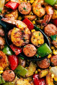 One Pan Garlic Herb Shrimp and Sausage - Chelsea's Messy Apron