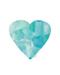 Aqua Blue Watercolor Heart Art Print 8x10 by OutsideInArtStudio, $18.00