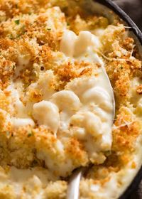 creamy , crispy topped oven baked macaroni and cheese