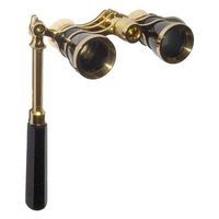 Opera Glasses / Binoculars Black with Gold Trim w/ Built-In Extendable Handle