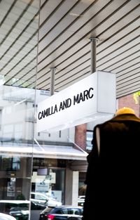 A monochromatic entrance featured at the new CAMILLA AND MARC boutique in Mosman (NSW, Australia).