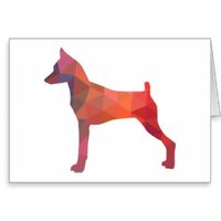 Miniature Pinscher Geometric Pattern Silhouette Greeting Card