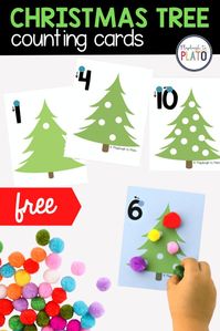 These festive Christmas tree counting cards are the perfect activity to practice number recognition, counting, one-to-one correspondence, number writing and even beginning addition. Pre k and kindergarten kids are sure to love these engaging cards and would even make an easy math center or small group instructional activity! #countingcards #mathcenters #numbersense