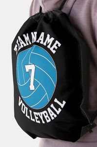 Make your own customized volleyball drawstring backpacks for volleyball players and teams with teal team colors! Just click to personalize the template and type in your own volleyball team name and player jersey numbers. The background color, currently set on black, can also be customized as well to match your team colors! These are perfect for bringing to volleyball games and practices, especially for those with teal team colors.