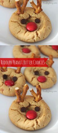 This Rudolph Peanut Butter Cookie Recipe is so easy and super fun for Christmas with your kids. #cookies