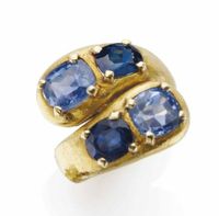 A SAPPHIRE AND GOLD 'MOI ET TOI' RING, BY SUZANNE BELPERRON