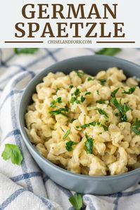 This German spaetzle, aka pasta dumplings, only takes minutes to come together and is the perfect complement to a variety of dishes. #germanspaetzle #spaetzle #homemadespaetzle #spaetzlerecipe | chiselandfork.com