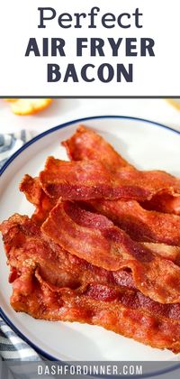 If you love crispy bacon, but don't love the clean-up, you're going to be obsessed with air fryer bacon! Ready in just 10 minutes, and with virtually no mess, this will be the ONLY way you want to make bacon from now on. Perfect for breakfast any day of the week.