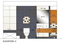 Right side elevation view of 14’x22’ bathroom building AutoCAD drawing model - Cadbull