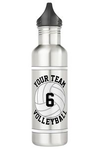 🏐 Create your own customized sports water bottle for volleyball players and fans with their own volleyball team name and volleyball player jersey number (or any other text). Just click to personalize the template and type your own team name and player numbers in the custom text boxes.