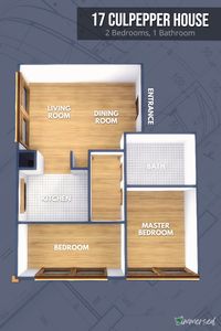 A 2 bedroom 1 bathroom floor plan for 17 Culpepper House. I used the second bedroom as a kids bedroom but could also be a home office or other skill building room.   #thesims4 #simsbuild #showusyourbuilds #sims4maxismatch #sims #ts4 #sims4floorplan #floorplan #thesims4floorplan #17culpepperhousefloorplan #sims4layout #17culpepper