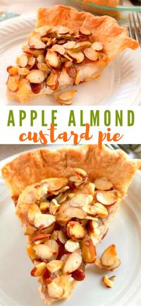 Apple Almond Custard Pie – Sliced apples nestled in a layer of custard flavored with cinnamon and vanilla and topped with sliced almonds. The flaky all butter crust adds another dimension of flavor and texture that’s just heavenly.