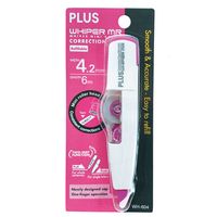 Plus brand Whisper MR series Correction Tape. Flexible head function Mini roller head Ergonomic pen-style design Smooth performance Refillable 4.2mm x 6mt