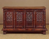 Large Gothic oak carved coffer c.1900.