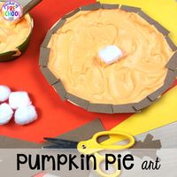 Pumpkin Pie Art! Thanksgiving and turkey themed activities and centers for preschool, pre-k, and kindergarten. (math, literacy, fine motor, character, and more).