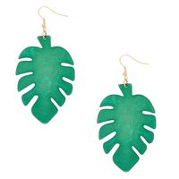 Gold 3" Palm Leaf Drop Earrings in Green | Claire's