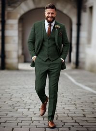 StudioSuits- Bottle Green Herringbone Tweed Suit