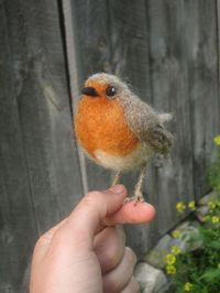 European Robin, needle felted bird