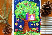 Tree House Coloring Page from Happy Campers Coloring Book by Thaneeya McArdle