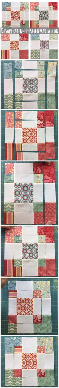 Disappearing 9 patch variation block with charm squares – Sewn Up