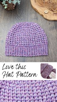 This easy to crochet hat is worked from the bottom-up in one piece. It has great texture and the Love this Hat Pattern is available in 8 sizes. To complete the project you will need just one ball of yarn and a couple hours of time.