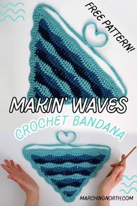 Learn how to make the "Makin' Waves" Crochet bandana with this free pattern and step by step video tutorial!  It's the perfect crochet project for summer!